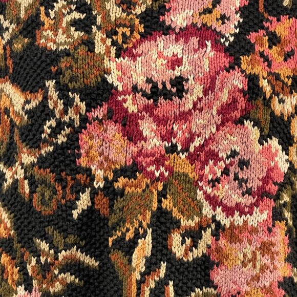VINTAGE 90s Rachel Max Autumn Roses Tunic Sweater Size Medium - Picture 2 of 5